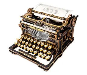 Maszyna do pisania Robotime Mechanical Typewriter - wersja klasyczna / Układanka mechaniczna 3D / 320 elementów / drewno / 14+