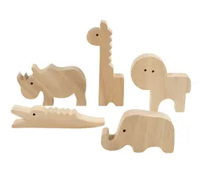 Creativ Company Drewniane zwierzęta safari / Zestaw kreatywny / 10 figurek / wysokość 3-14,5 cm / od 3 lat