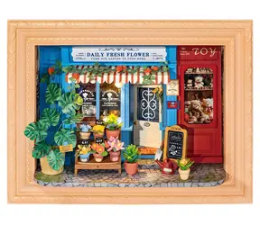 Robotime Florist / Drewniana układanka 3D w ramce / 183 elementy / Oświetlenie LED / wiek 14+