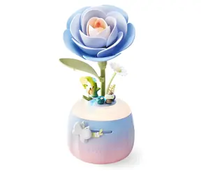 Robotime Camellia niebieska / układanka mechaniczna 3D / nocna lampa zapachowa / 73 elementy / 14+