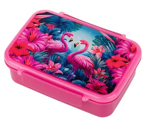 BAAGL Flamingo / Pudełko na przekąski z przegródkami / Bez BPA / Można używać w kuchence mikrofalowej i zmywarce
