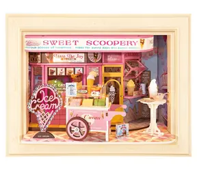 Robotime Sweet Scoopery Lodziarnia / Drewniana układanka 3D w ramce / 183 elementy / od 14 lat