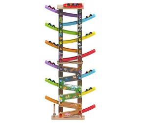 Duży tor wyścigowy 2Kids Toys 12 ramp / Tor wyścigowy / 36 elementów / Drewno / Od 18 miesięcy