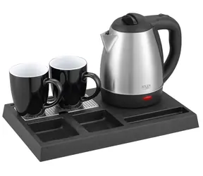 Adler AD 1354 czarny, stal nierdzewna / Zestaw hotelowy z czajnikiem / 1,2 l / 1500 W / 2 filiżanki