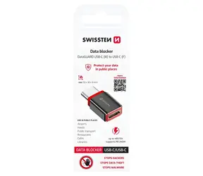 Swissten DataGUARD czarny / Adapter ładujący / USB-C do USB-C / blokowanie danych
