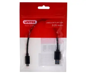 Unitek Y-C490BK czarny / kabel USB-C - USB-A / USB 3.1 Gen 1 / 0,25 m