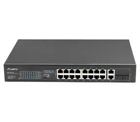 Przełącznik Lanberg rack 19" PoE+ / Przełącznik / 16x 10/100 Mbps / 16x PoE+ / 2x SFP / 250 W / Niezarządzany