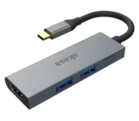Akasa AK-CBCA19-18BK szary / hub USB-C / 4 w 1 / HDMI 4K 30Hz / PD 60W