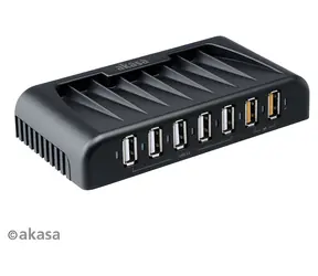 Akasa Connect 7 FC czarny / hub USB / 5x USB-A 2.0 / 2x USB FastCharge / z zasilaczem