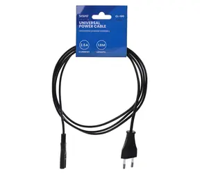Savio CL-100 czarny / Kabel zasilający / IEC typ E - IEC C7 / 1,8 m / 2,5 A