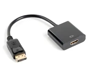 Lanberg czarny / Adapter / DisplayPort (M) do HDMI (F) / 10 cm / 1080p / 60 Hz