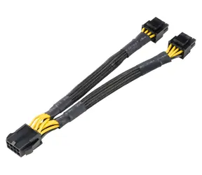 Akasa / Zasilacz / 8-pin (F) na 2× 4+4-pin (M) / 20 cm / czarny