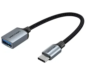 Kabel Vention / OTG / USB-C (M) - USB-A 3.0 (F) / 0,15 m / szary / USB 3.2 Gen 1