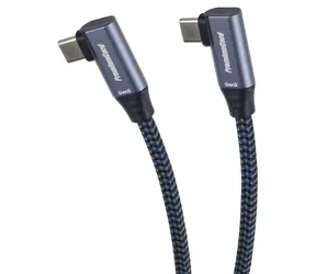 Kabel PremiumCord USB-C 2x kątowy szary / Kabel do transmisji danych / USB 3.2 Gen 2x2 / 20 Gbit/s / 100 W / 2 m