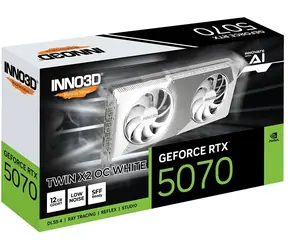 Inno3D GeForce RTX 5070 Twin X2 OC biała 12 GB / Karta graficzna / 2542 MHz / 12 GB GDDR7 / 192-bit / 1x HDMI + 3x DP