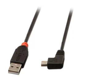 Lindy USB-A - Mini-USB B 90° czarny / kabel USB / 2 m