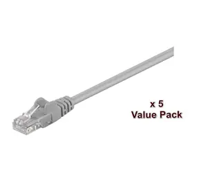 MicroConnect CAT5e U/UTP 15m szary / Kabel krosowy / RJ-45 / 5 szt.