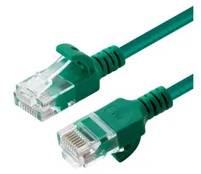 MicroConnect U/UTP CAT6A SLIM zielony / Kabel krosowy / 0,15 m / RJ-45