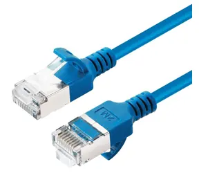 MicroConnect CAT6a Slim niebieski / Kabel sieciowy / U/UTP / RJ-45 / 7,5 m / LSZH