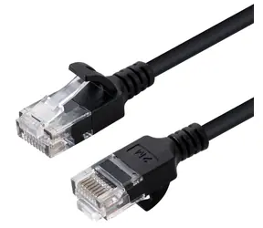 MicroConnect CAT6a U/UTP Slim 0,15 m czarny / Kabel krosowy / RJ-45