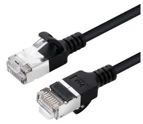 MicroConnect CAT6a Slim czarny / Kabel sieciowy / U/UTP / RJ-45 / 7,5 m / LSZH