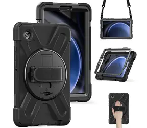 eSTUFF Galaxy Tab A9 Austin Defender czarny / Etui / do Samsung Galaxy Tab A9 / poliwęglan / z paskiem na ramię
