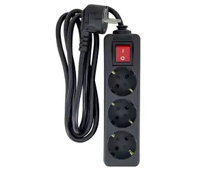 Przedłużacz MicroConnect 3 gniazda 3M czarny / Schuko