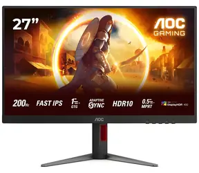 27" AOC 27G4HA czarny / Szybki IPS / 1920x1080 / 200 Hz / 300 cd-m2 / HDMI + DP / Repro / VESA