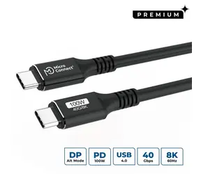 MicroConnect USB-C (M) - USB-C (M) 1m czarny / Kabel