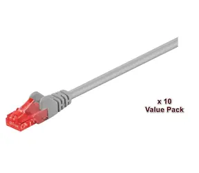 MicroConnect CAT6 U/UTP 1m szary / Kabel krosowy / RJ-45 / 10 szt.