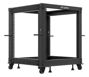 Lanberg Open Rack 12U czarny / Stojak stojący / 19" / 600×600 mm / regulowana głębokość 576-1034 mm / nośność 600 kg