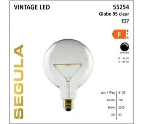 Żarówka LED SEGULA Globe 95 przezroczysta 3W / E27 / 260lm / 2200K / ściemnialna