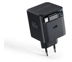 RealPower GaN 65W czarny / Ładowarka / 2x USB-C / 65W / PD