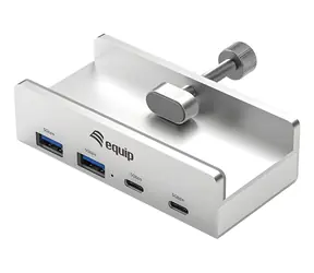 Equip Klip-On 4- Port / hub USB / 2x USB-A + 2x USB-C / USB 3.2 Gen 1 5 Gb/s / obudowa aluminiowa