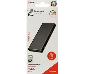 2GO 10000mAh czarny / Powerbank / Power Delivery 42,5 W / Wyświetlacz / 2x USB-C / 2x USB-A