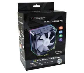 LC Power LC-CC-120-ARGB-PRO / chłodzenie procesora / 120 mm ARGB / 180 W TDP / LGA 1700-775 / AM2-AM4