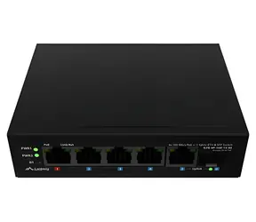 Przełącznik przemysłowy PoE Lanberg / 1x PoE BT / 3x PoE+ AT / SFP / Fast Ethernet / DIN / niezarządzalny