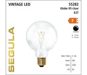 SEGULA LED Globe 95 3W(26W) clear / E27 / 260lm / 2200K / dimmable / F