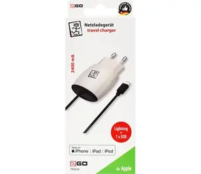 2GO biały / Ładowarka sieciowa / Lightning + USB-A / 12 W / Kabel z certyfikatem MFI