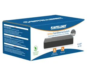 Intellinet 561730 czarny / Przełącznik / 8- Port / 100 Mb/s / Komputer stacjonarny / bez wentylatora