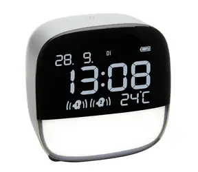 TFA 60.2034.02 / Budzik cyfrowy / Lampka nocna LED / Termometr / 2× alarm / Ładowanie micro-USB