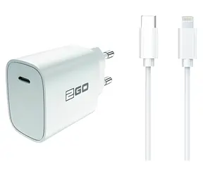 2GO biały / Zasilacz / USB-C / 20 W / PD / w zestawie kabel USB-C - Lightning