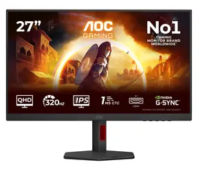 27" AOC Gaming Q27G4SRU czarny / Szybki IPS / 2560x1440 / 16:9 / 320Hz / 450 cd/m2 / 2x HDMI + DP / VESA