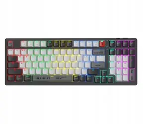 A4Tech BLOODY WS98 szara / Klawiatura gamingowa / mechaniczna / bezprzewodowa / BLMS Red PLUS / RGB / Bluetooth 5.1 / 2.4 GHz