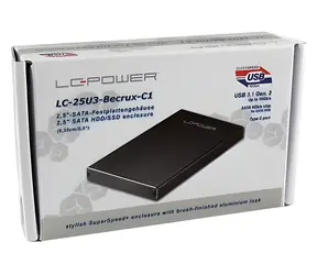 LC Power LC-25U3-Becrux-C1 czarny / Pudełko na dysk twardy 2,5" / SATA III / USB 3.1 Gen 2 typu C