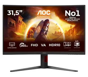 31,5" AOC C32G4Z czarny / Monitor gamingowy / zakrzywiony 1500R / VA / FHD 1920×1080 / 260 Hz / 0,3 ms / HDR10 / HDMI + DP