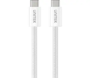 Unitek C14141AWH01-1M biały / Kabel ładujący / USB-C - USB-C / 100 W / PD / 1 m / pleciony / zwijany magnetycznie