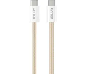 Unitek C14141ACL01-1M beżowy / Kabel / USB-C(M) - USB-C(M) / PD 100W / uzwojenie magnetyczne / pleciony / 1 m
