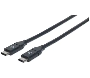 Manhattan USB-C czarny / Kabel / 1 m / USB 3.2 Gen 2 (10 Gbit/s) / 3 A