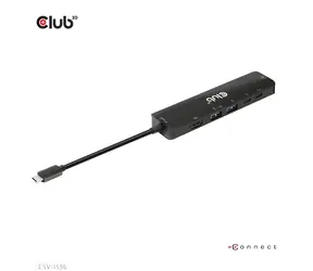 Club3D CSV-1596 czarny / hub USB-C 6w1 / HDMI 8K30Hz / 2x USB-A / 2x USB-C / RJ45 / PD 100W